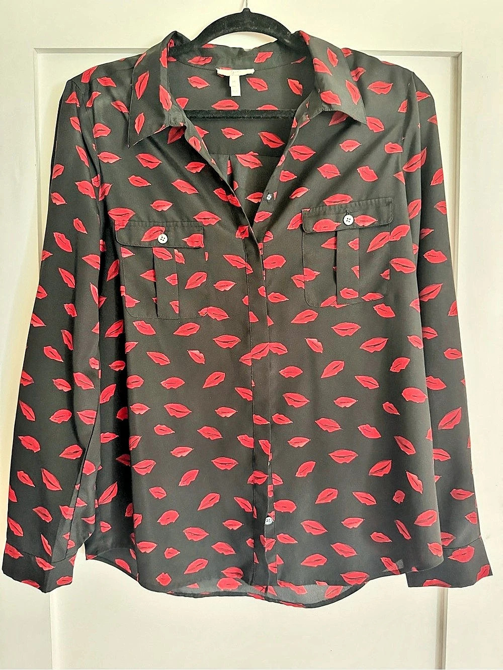 Joie Lip Print Button Down Shirt